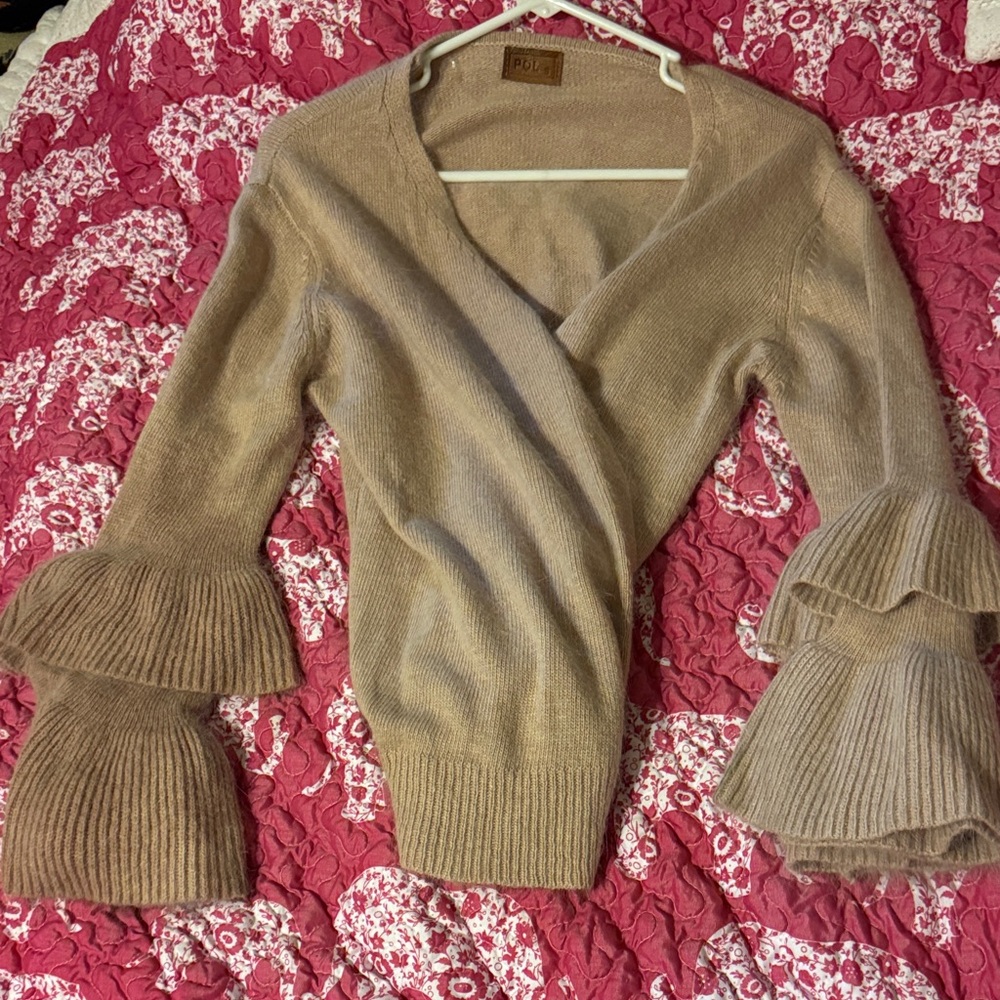 NWOT POL Women's Pink Ruffle Sleeve Cardigan